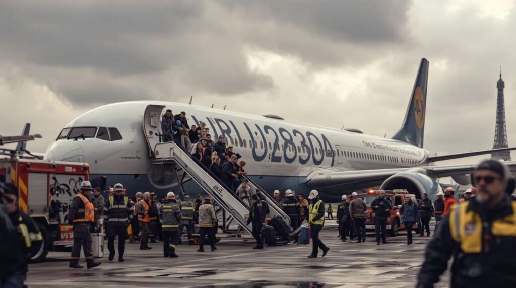 EasyJet U28304 emergency landing in Paris as aircraft diverts midair with emergency crews on runway standby during precautions